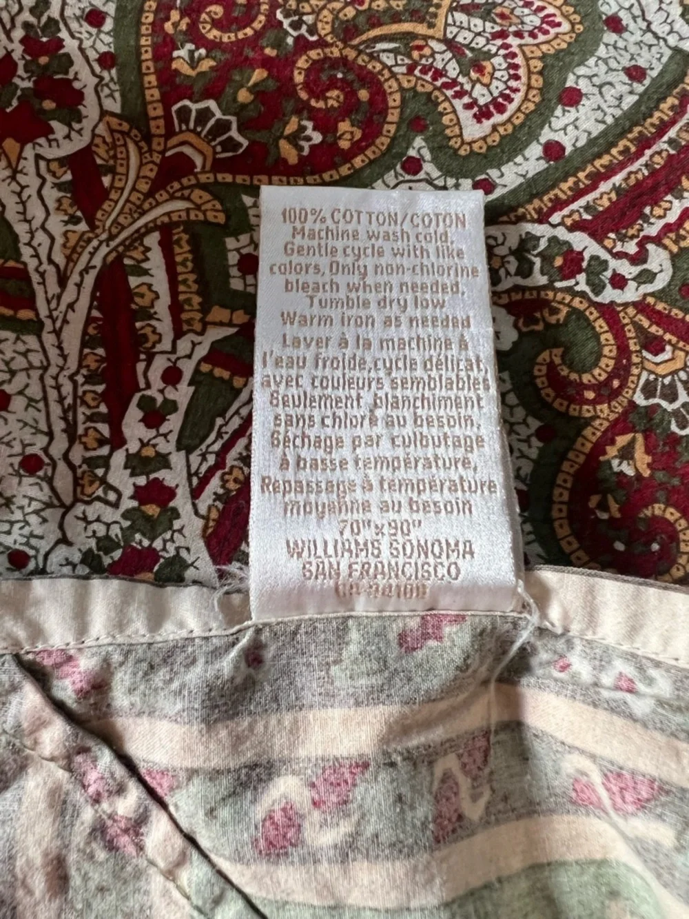 Williams Sonoma Provence Tablecloth Brown Green French Paisley  Autumn 70x90